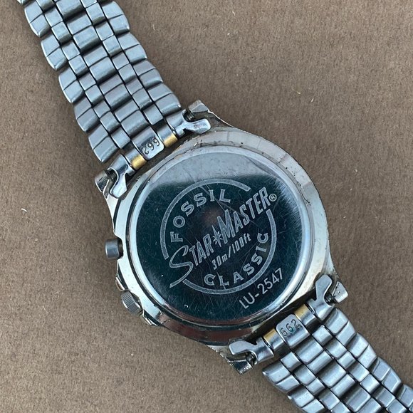 Vintage Fossil StarMaster Watch Gold Silver Black Face Luminous Hands - Picture 7 of 7